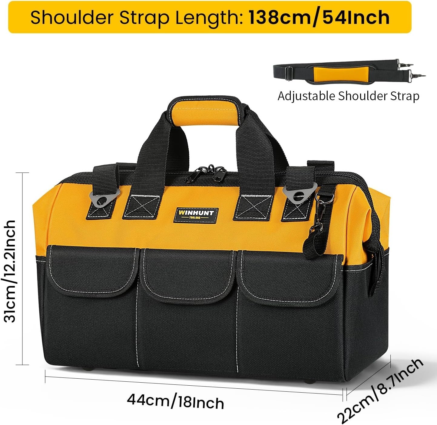 Versatile 18 Inch Tool Bag – 14 Pockets, Adjustable Strap, Perfect for Transport