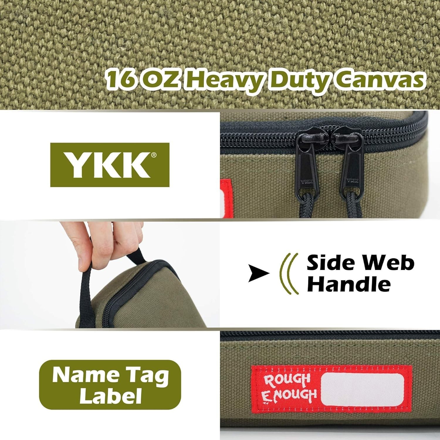Durable EDC Tool Bag in Army Green – Compact Organizer with Zipper Handle