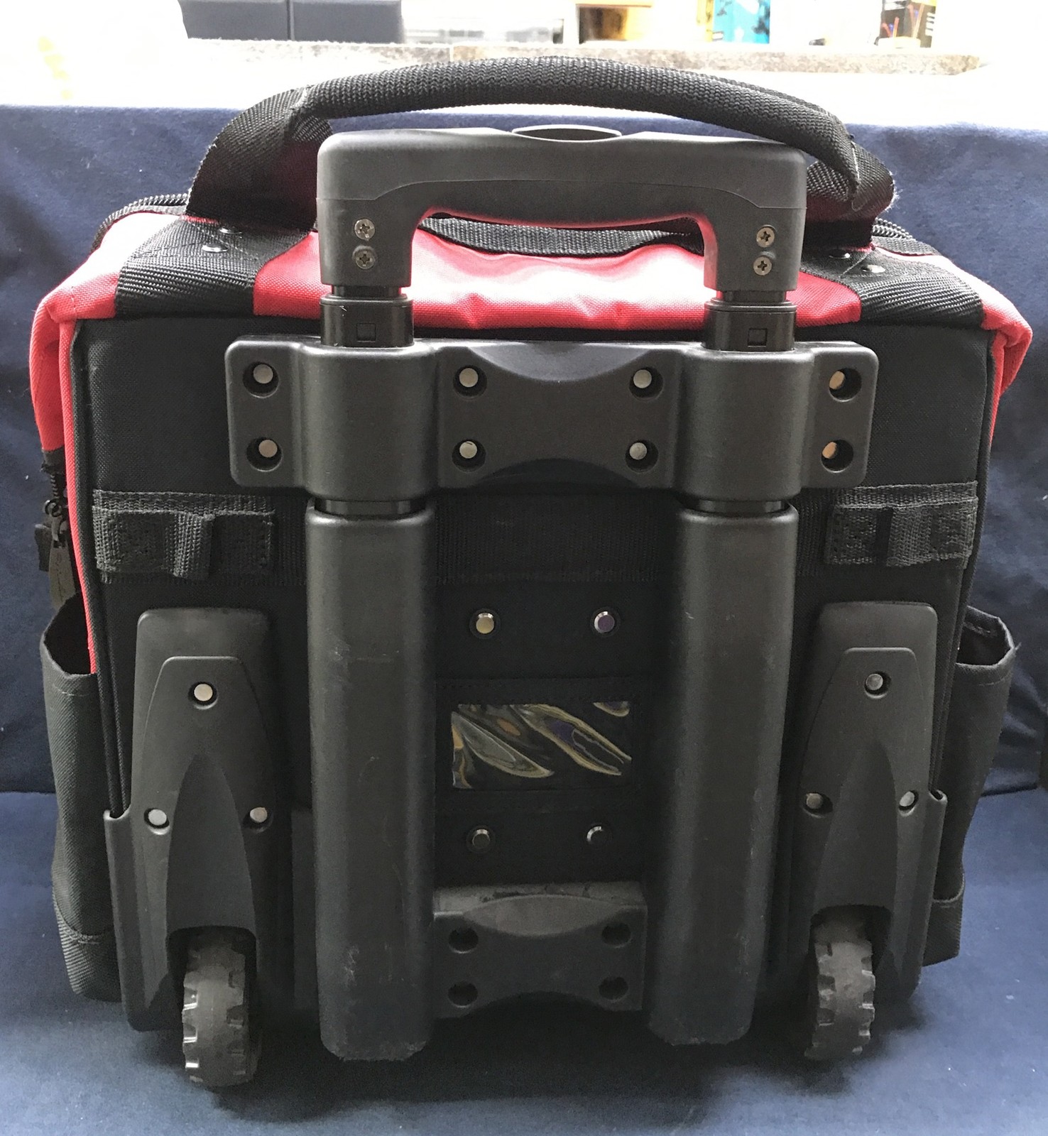 Husky Rolling Tool Bag 14 in. 13-Pocket Weatherproof Zippered Top Polyester