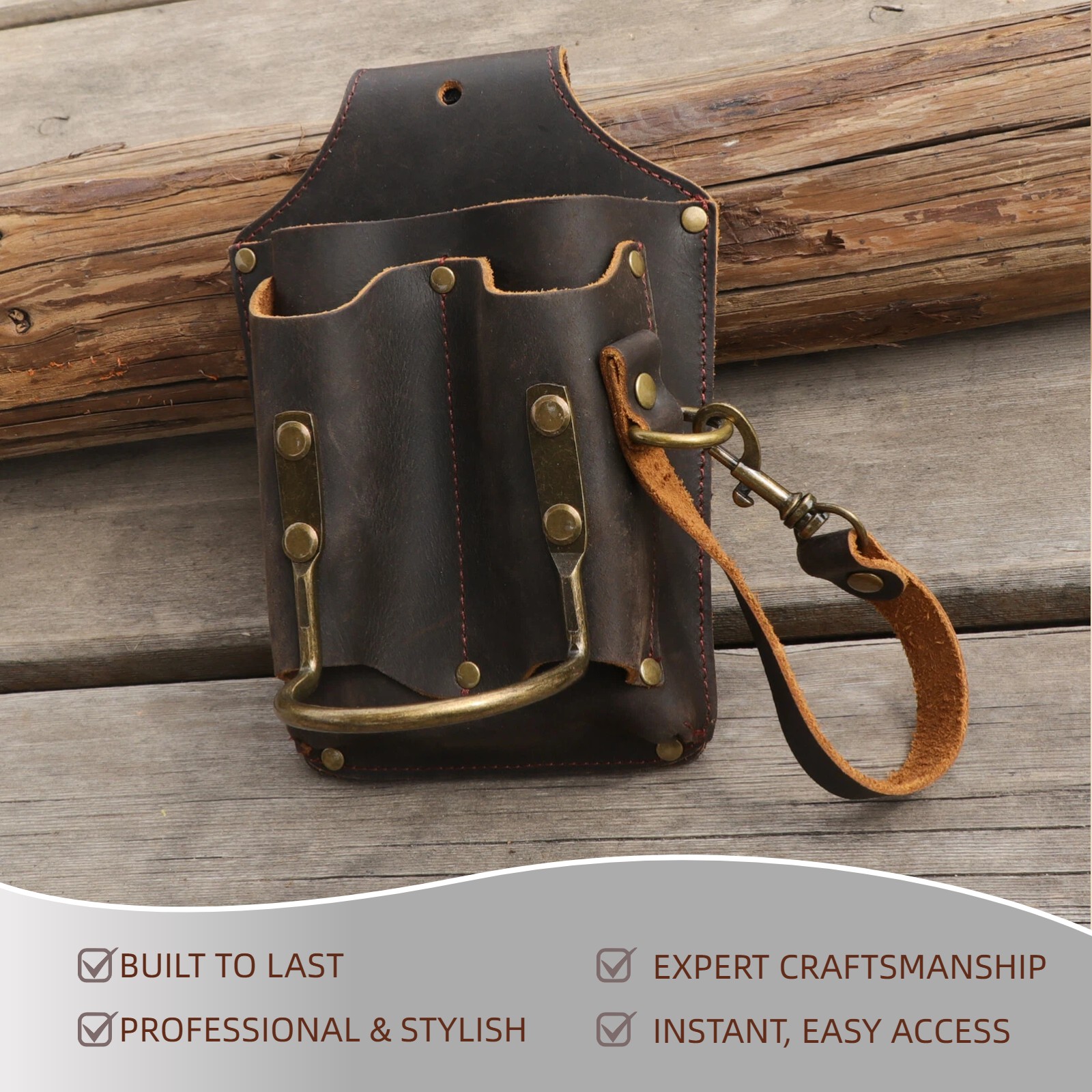 TOURBON Leather Electrician DIY Tool Holder Tunnel Hammer Belt Pouch 5-in-1 Case
