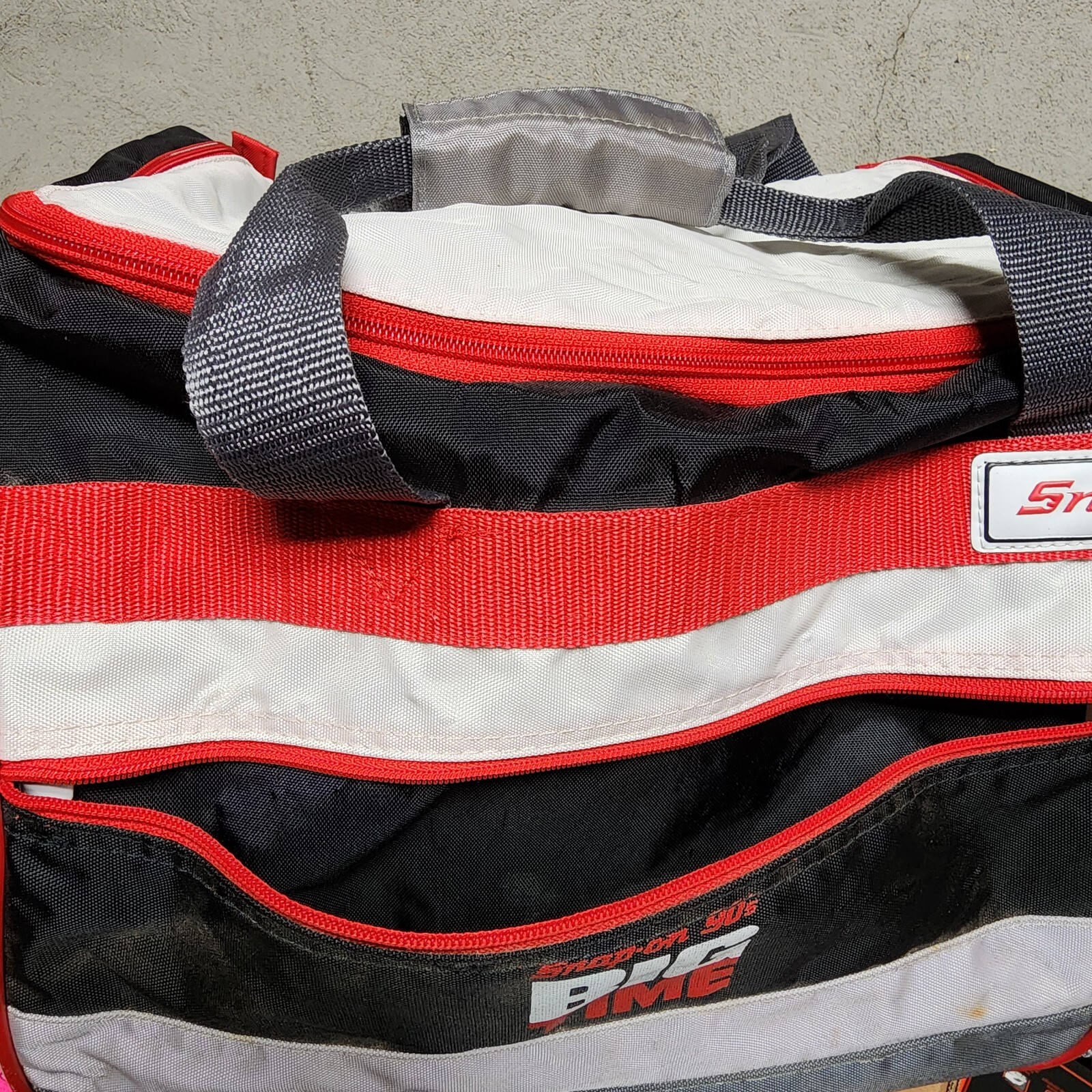 Snap-On 90’s Big TimeTool Duffle Bag Tote Red White Black Vintage