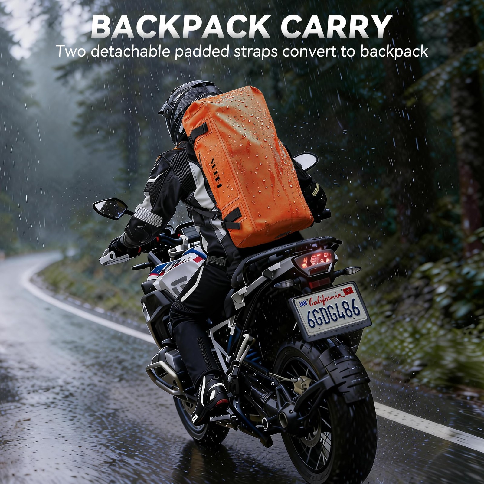 Waterproof Motorcycle Dry Bag, Waterproof Duffel Luggage Travel Bags with Zip…