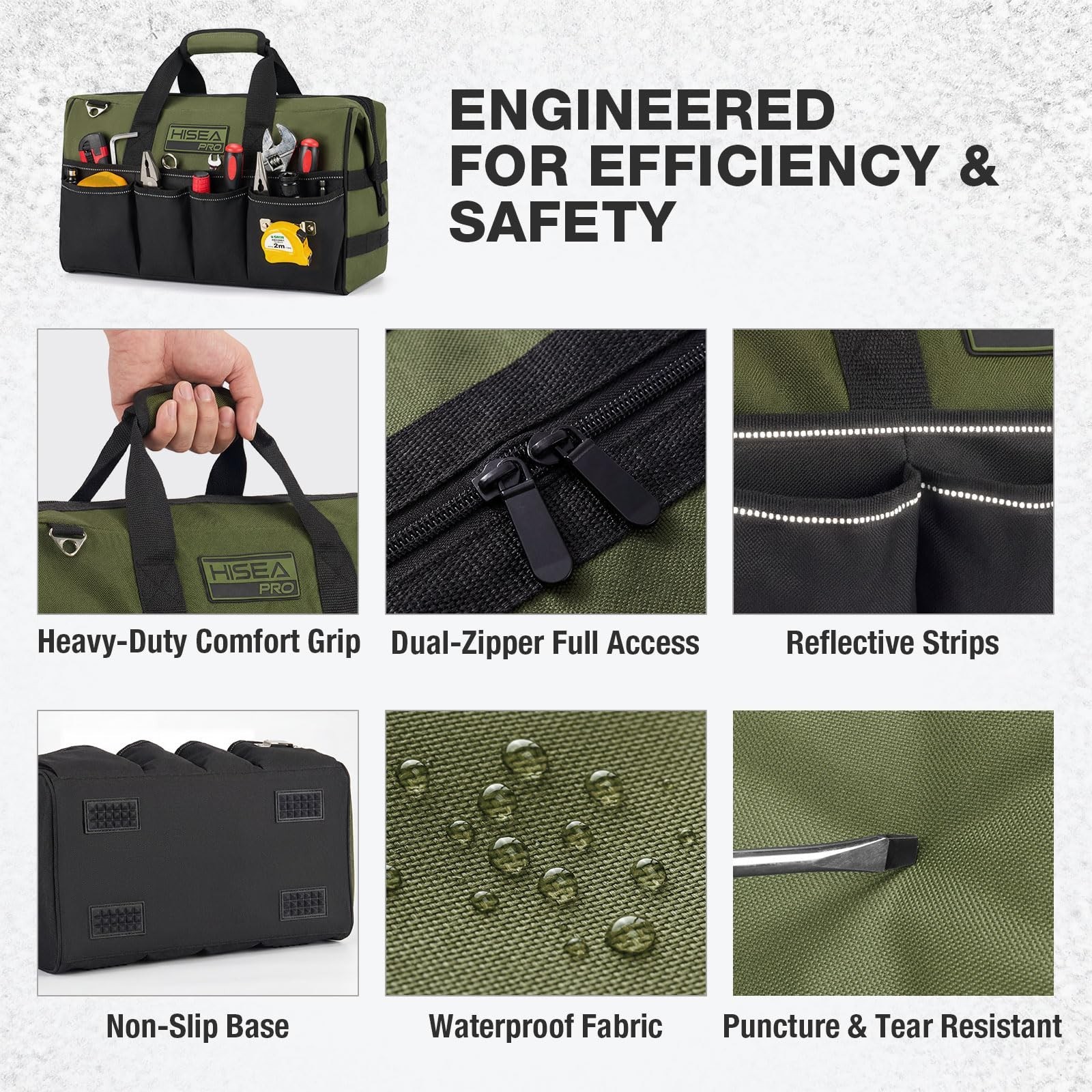 Heavy Duty Tool Bag – 20 Pockets, Waterproof, 16-Inch Organizer, Adjustable Stra
