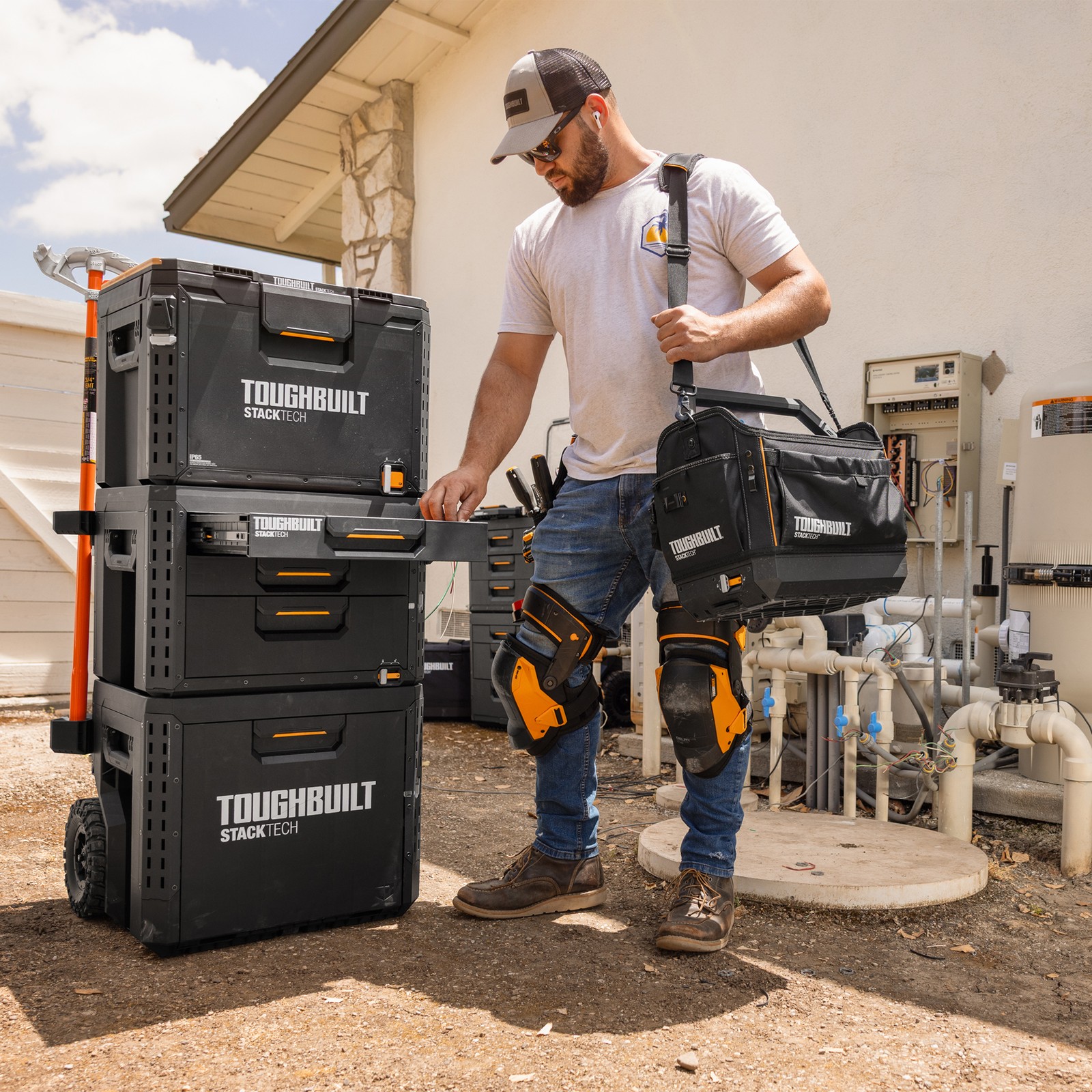 ToughBuilt StackTech 1-Drawer Rolling Locking Box, Tool Storage & Gear Organizer