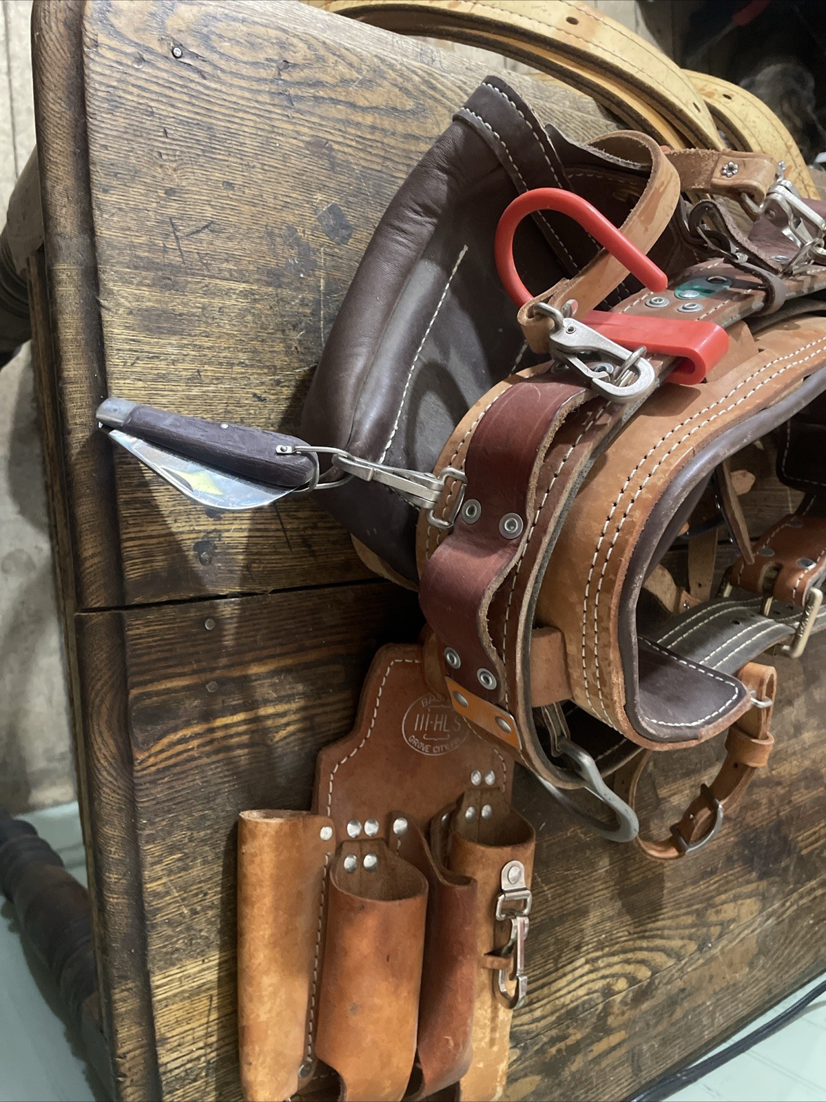 Bashlin Industries D23 Leather Tool Belt With Pouches And Sling