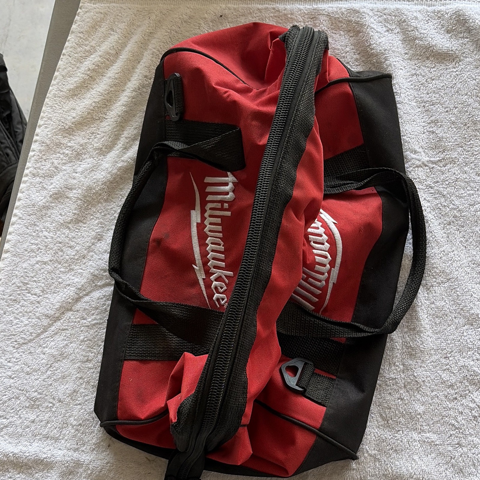 Milwaukee Red/Black Fabric Zipper Tool Bag Carry
