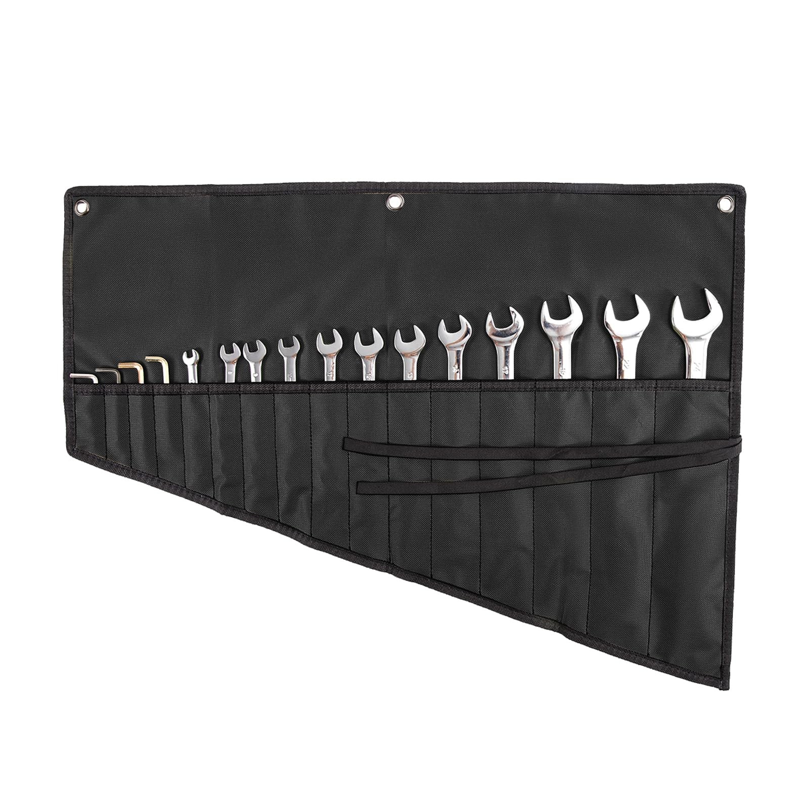 YLZZMDQSZ Wrench Organizer,Tool Roll Pouch – 16-Pocket Waterproof Black