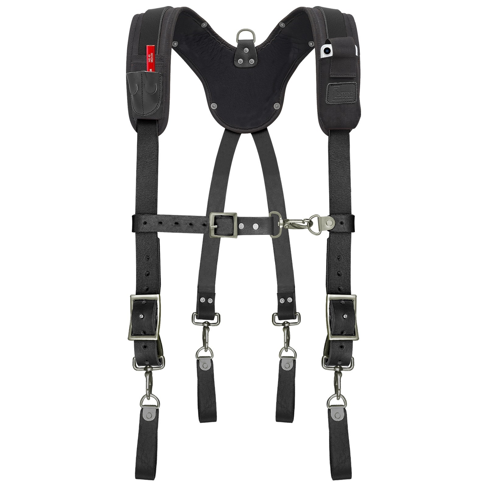 Black Leather work Suspenders | Tool Belt Suspenders | Grain Leather Suspender