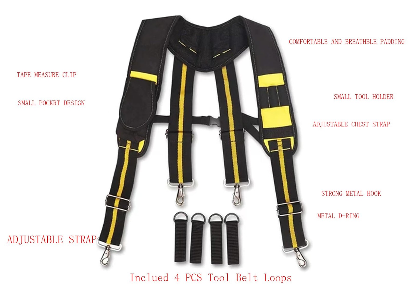 Cedriany Tool Belt Suspenders for Work Belt Suspenders Heavy Duty Padded with…