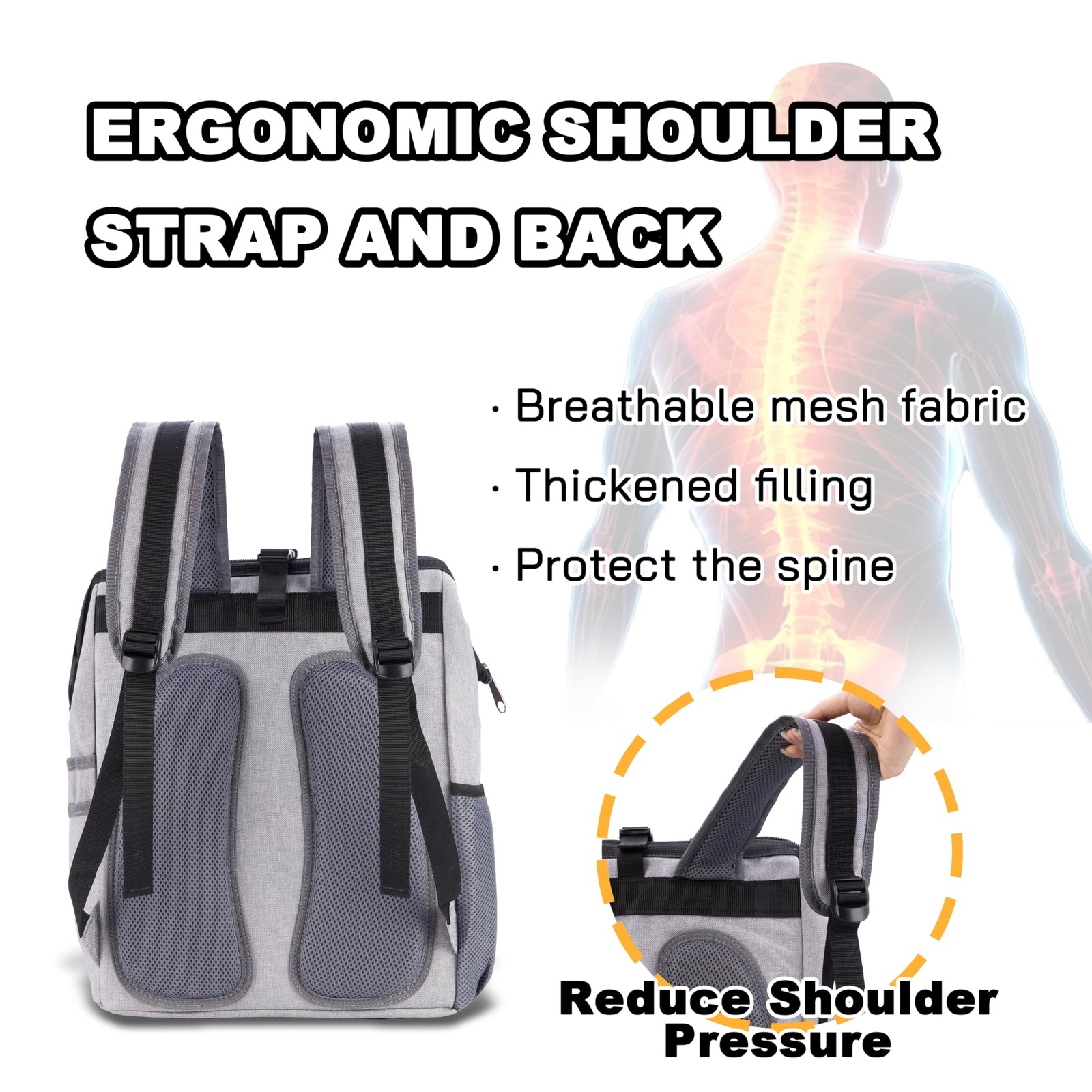 Backpack Tool Bag With Padded Back Support Heavy Duty Tool Kit Carrier Storage B
