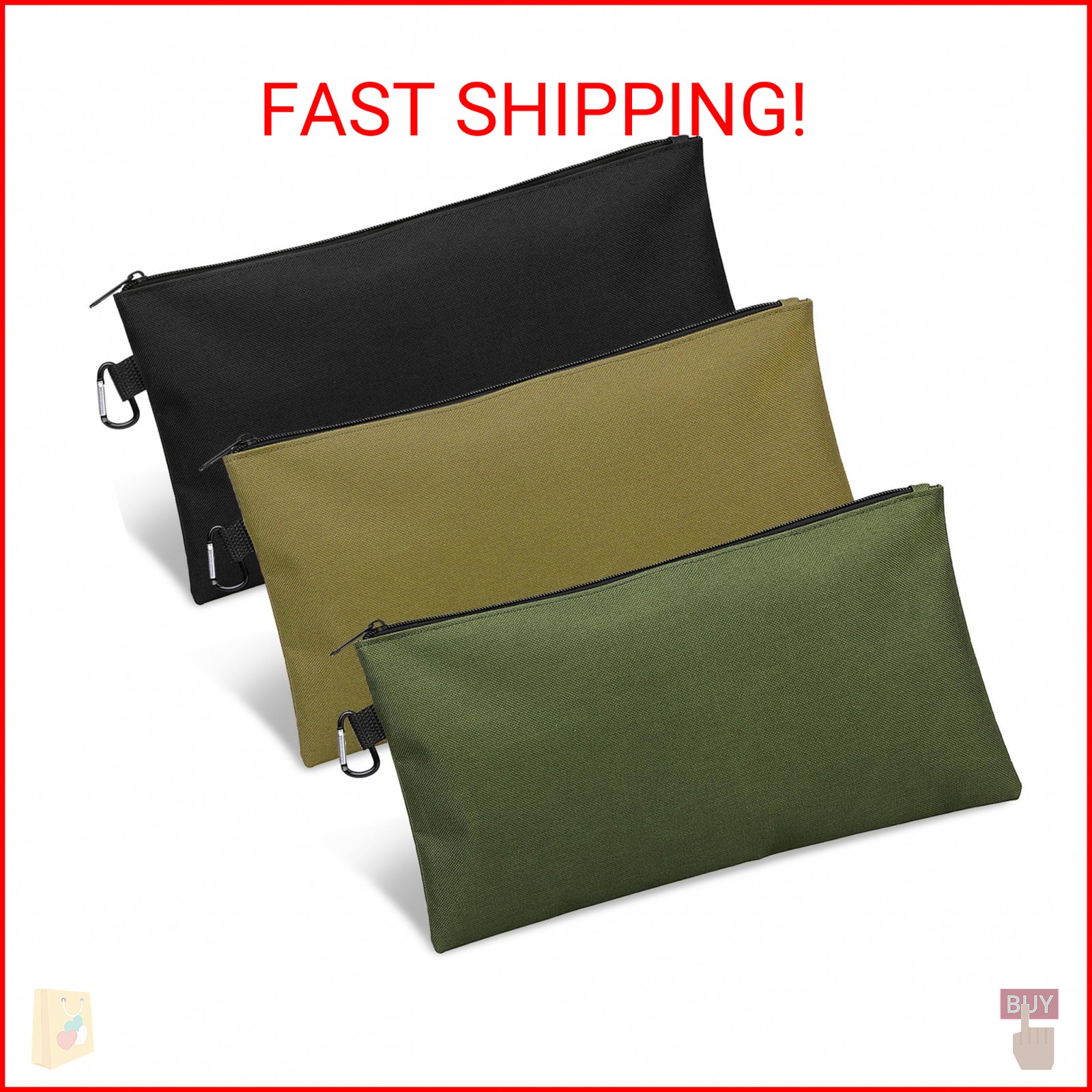 3 Pack Tool Bag Zipper Pouch, Premium Tool Pouch, Utility Multipurpose Storage O