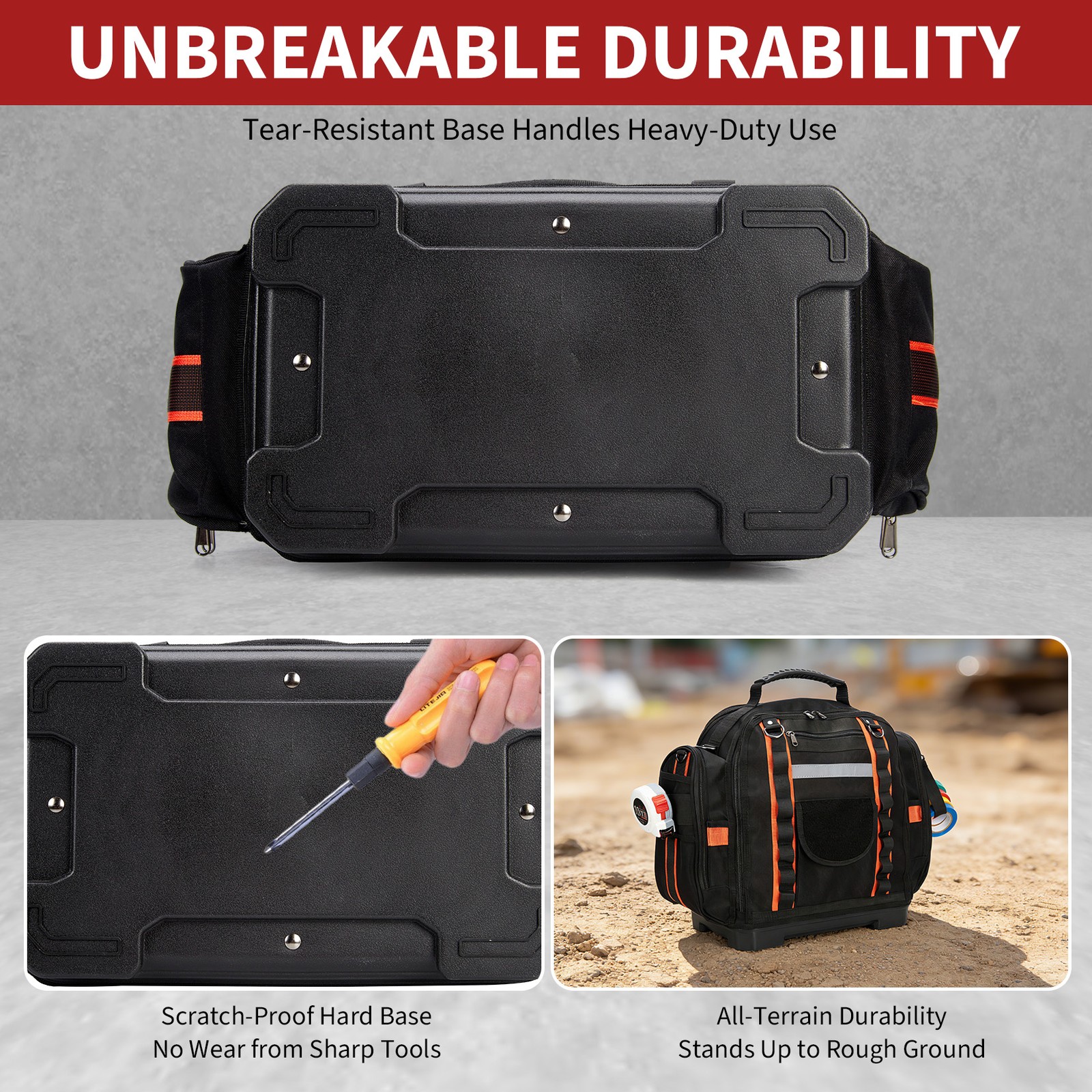 16 In Tool Bag Double Layer Removable Cases Waterproof Base Electrician Mechanic