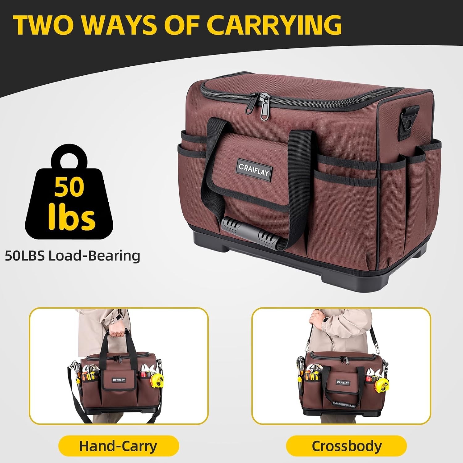 Adjustable 19” Tool Bag for Heavy-Duty Use – 30 Compartments for Quick Access