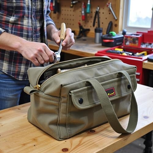 Waxed Canvas All Purpose Military Style Olive Green (11″x7″x6″)