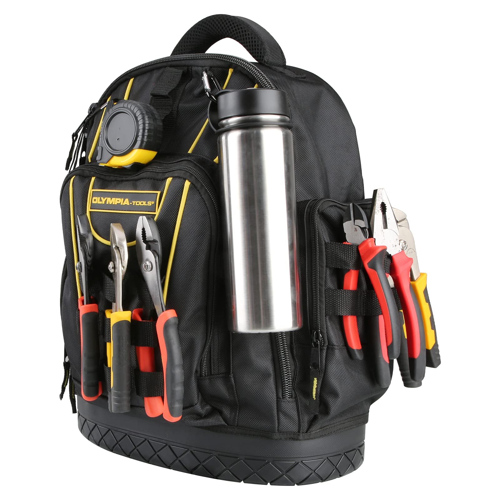 Olympia Tools Tool Backpack, Moulded 14.5″ W x 7.25″ D x 17.5″ H, Black