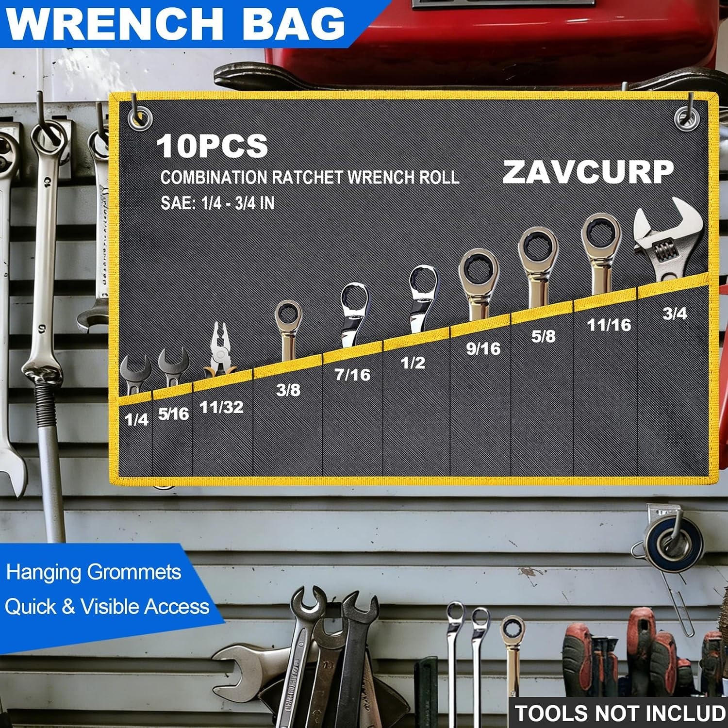 2PCS Wrench Roll, Wrench Roll Up Pouch Organizer, Heavy-Duty Tool Bag | Label…