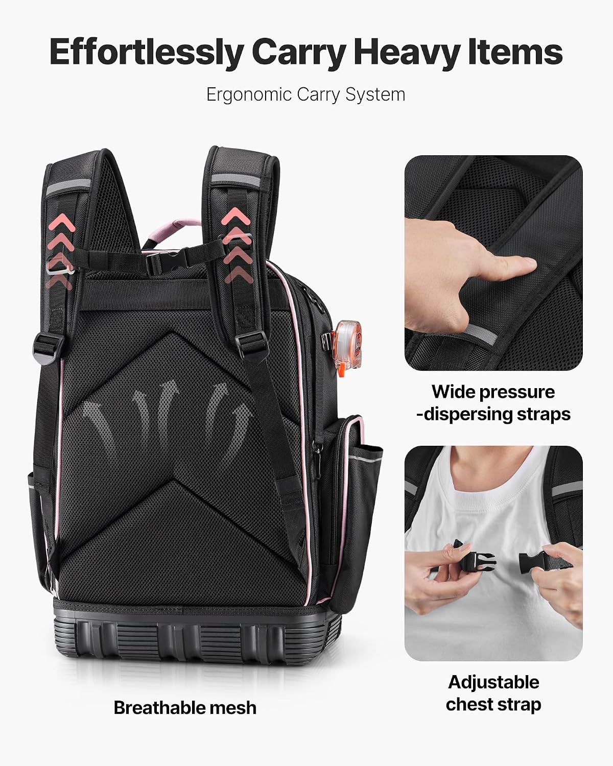 Tool Backpack, 56 Pockets, Heavy-Duty Tools Storage Organizer Work Bags Backpack