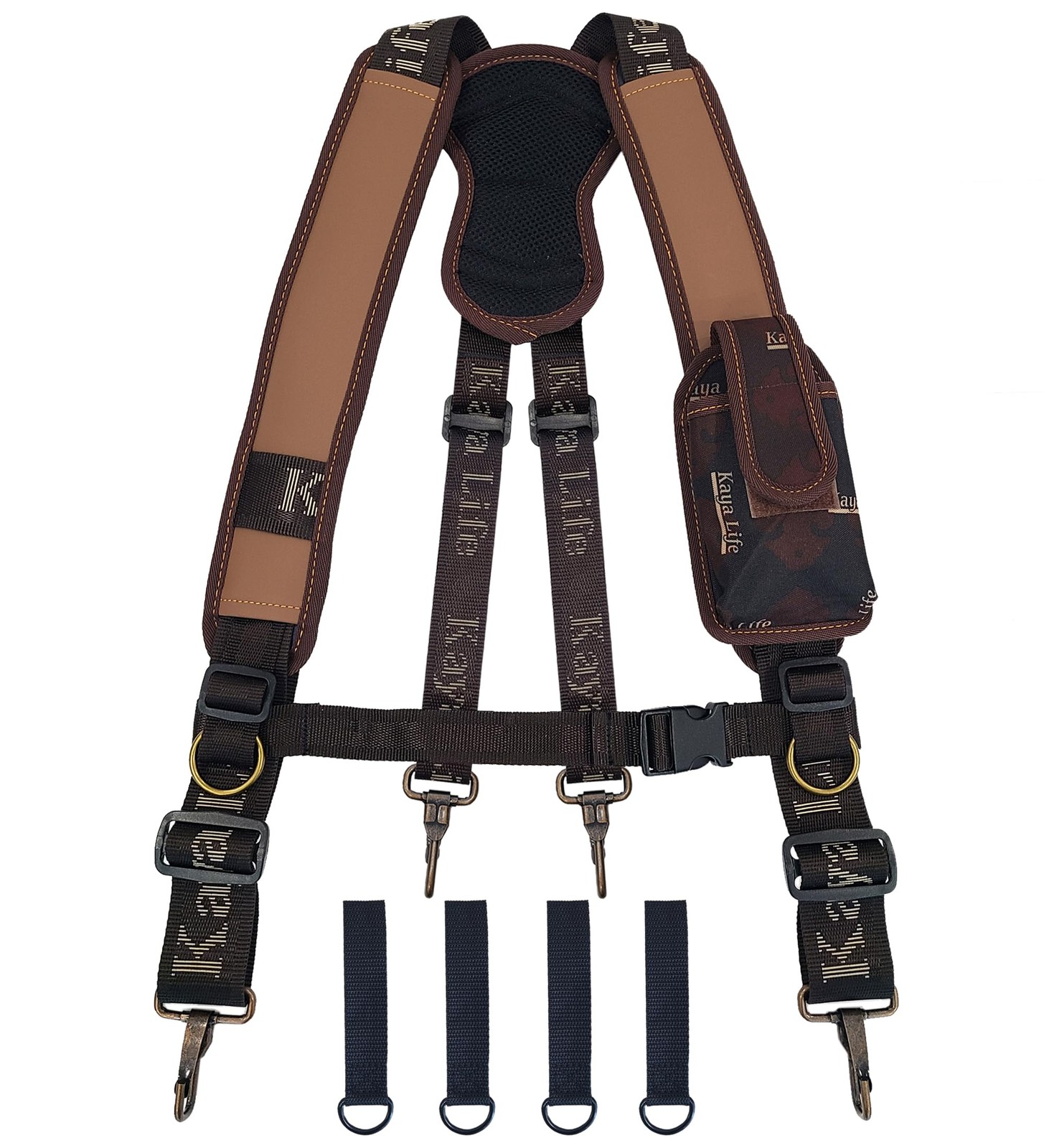 Tool Belt Suspenders with Phone Pouch for Carpenter Electrician Framers