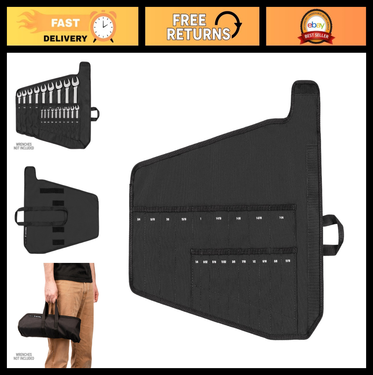 19-Piece Combination Wrench Set with Pouch | 1/4″ to 1-1/4″ Sizes | USA Made