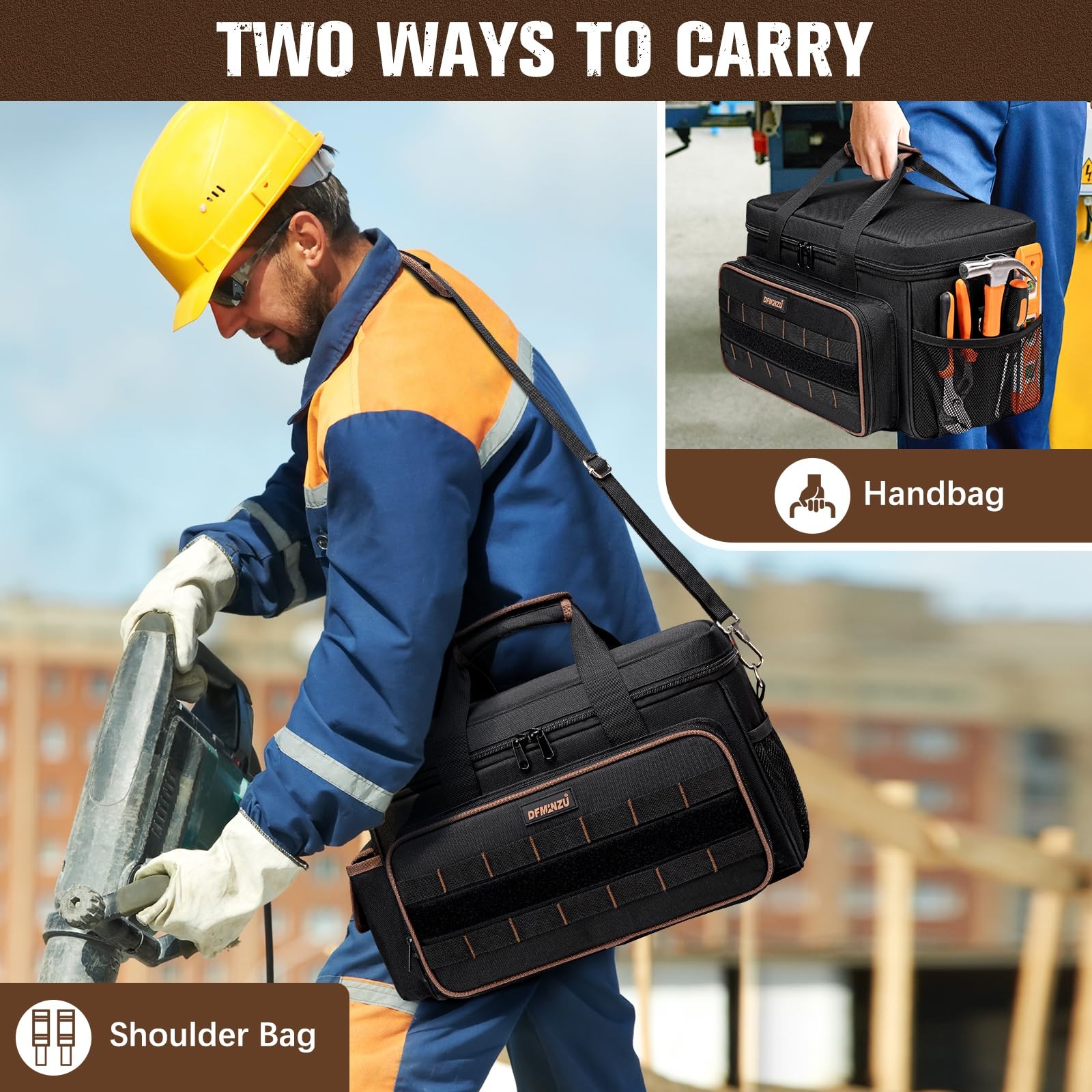 17 Inch Heavy Duty Tool Bags for Men Women, 20 Pockets Portable Tool Bag with…