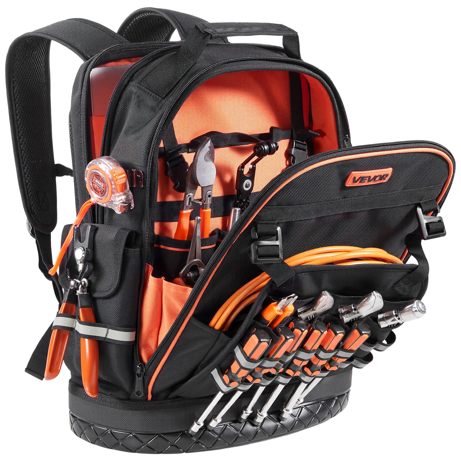VEVOR Tool Backpack 64 Pockets Tear-resistant Jobsite Backpack for Electrician