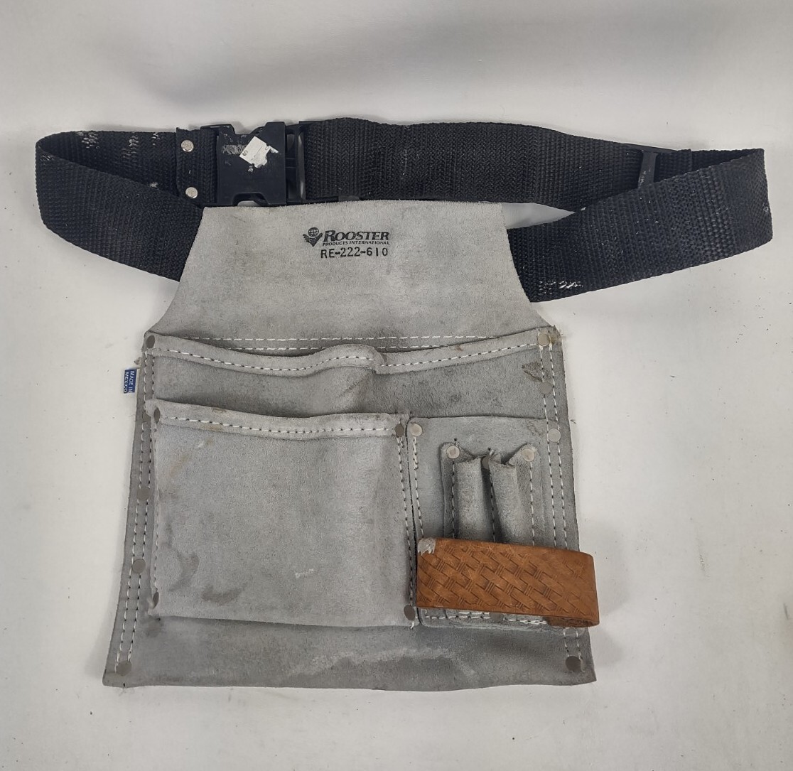 Rooster Sued Leather Carpenter’s Apron Tool Nylon Belt W Quick Clips RE-222-610