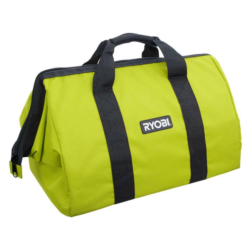 RYOBI LARGE CONTRACTORS WIDE MOUTH CANVAS TOOL BAG (18X14X12)