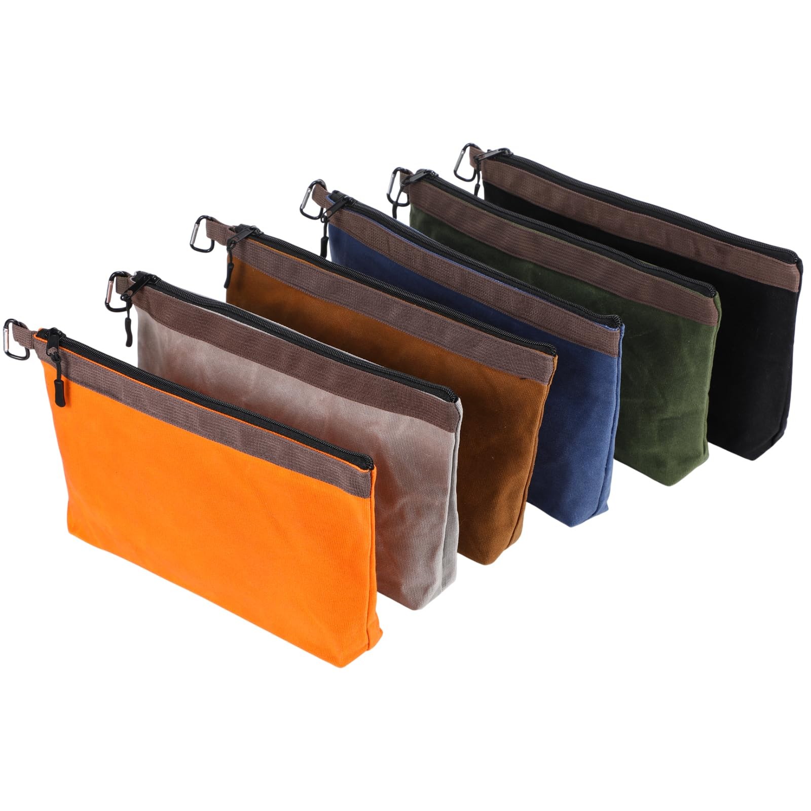 6 Pack Waxed Canvas Tool Pouches 12 x 7.5 x 2 Inch Small Tools Bag Heavy Duty…