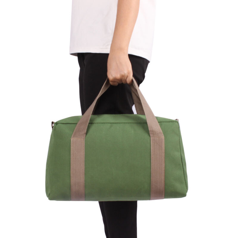 Large Capacity Canvas Tools Bag Heavy Duty Wide Mouth Tool Storage Shoulder Bag.