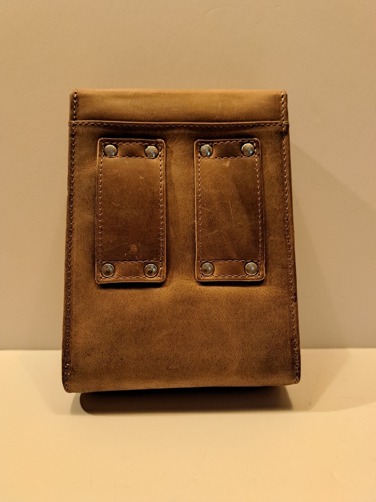 SP / Tan Leather belt pouch / With embossed Eagle / 6 1/2″ x 5″