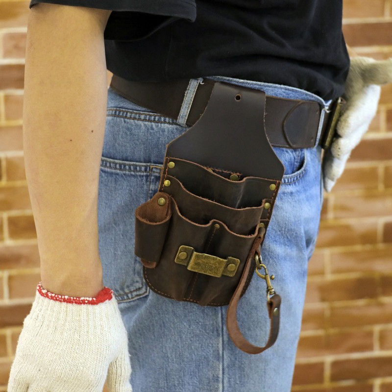 Tourbon Tool Pouch Leather Heavy Duty Adjustable Belt For Electricians Craftsmen