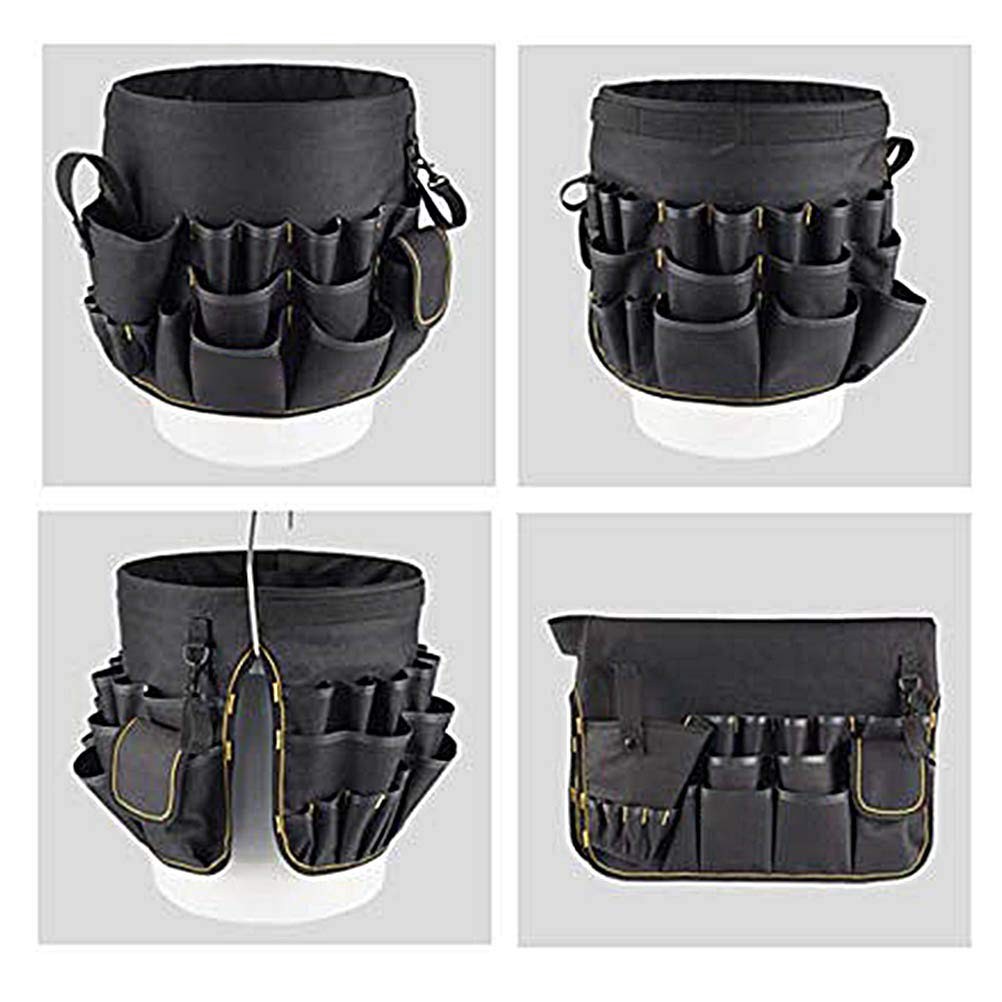 Black & Green Bucket Tool Organizer 56 Pockets Yard Lawn Construction Bag