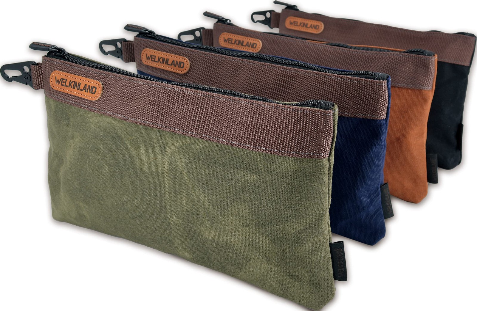 Heavy-Duty Canvas Tool Pouch – 4PCS, 12″ Waxed Canvas Zipper Tool Pouch