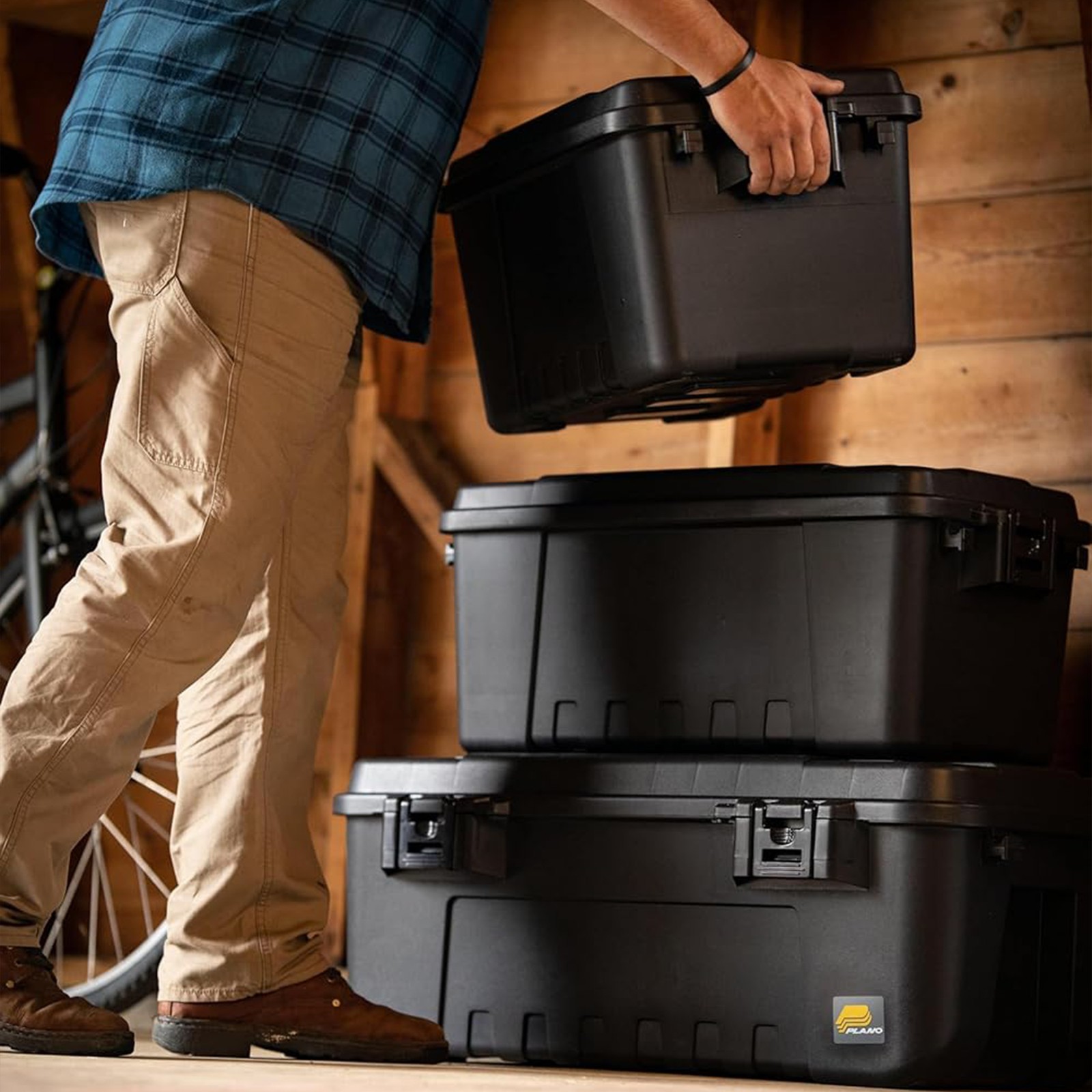 Plano 4 Pack Medium Sportsman’s Trunk for Outdoor/Indoor Gear and Tools, Black