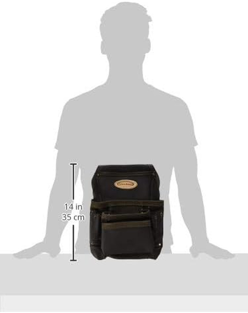 Oil Tanned Leather 10 Pocket Nail and Tool Pouch, Tan Brown (870-CC)