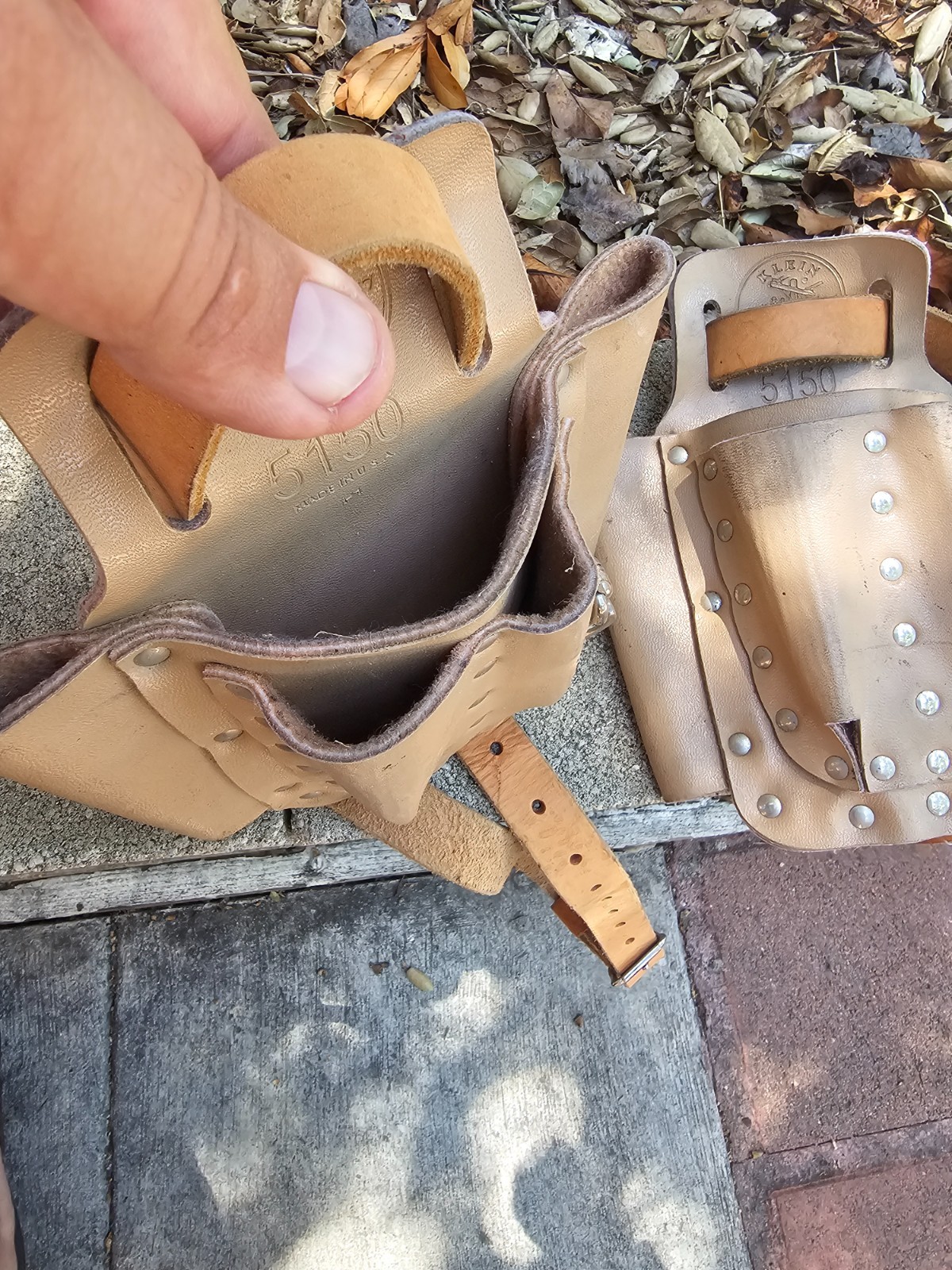 3 Pieces Klein Tools 5150 Electricians Genuine Leather Tool Pouch With 5201 Belt