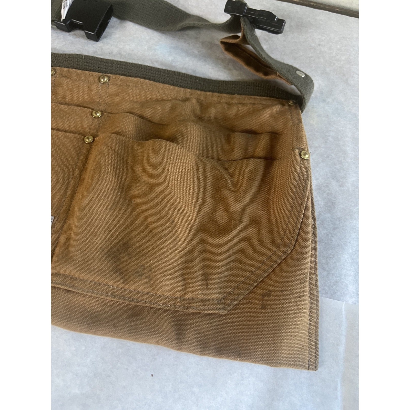 Vintage Carhartt A09 BRN Duck Canvas Tool Apron Waist Bag Made in USA Brown S/M