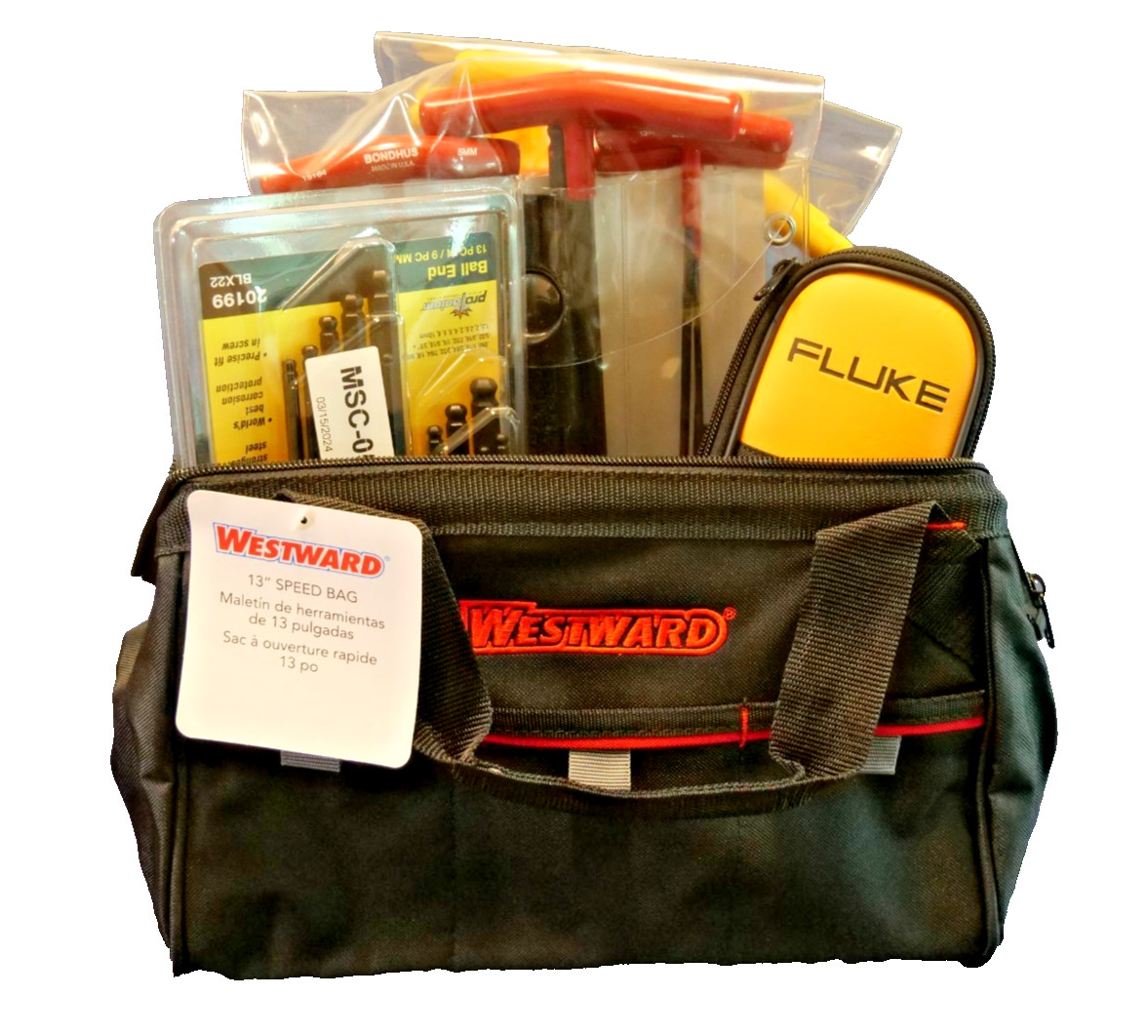 Westward 13″ Tool Bag – 3 Outside Pockets, Polyester, Black (53JW42)