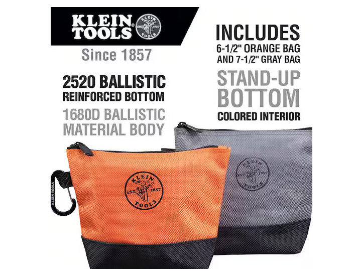 Klein Tools 9 in. Stand-Up Zipper Tool Bag (2-Pack)