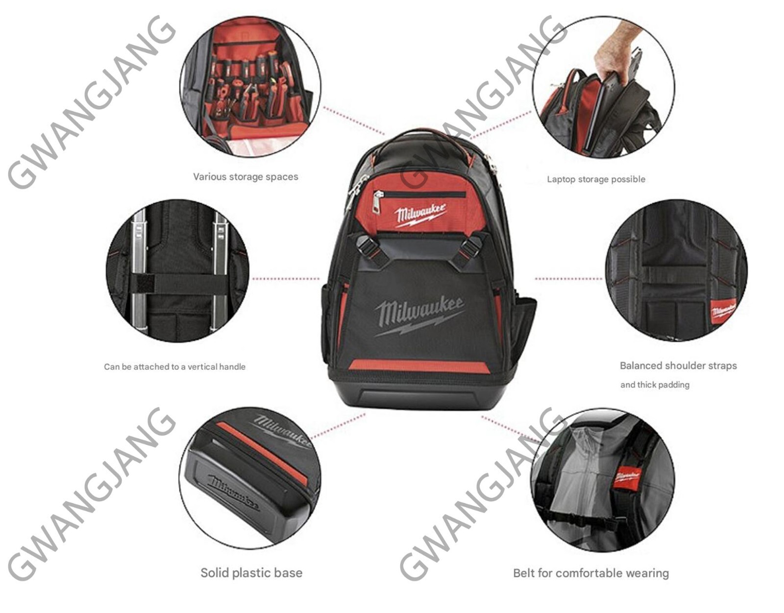 Milwaukee 48-22-8200 Durable Backpack 35 Pockets Tool Laptop Holds DIY Work