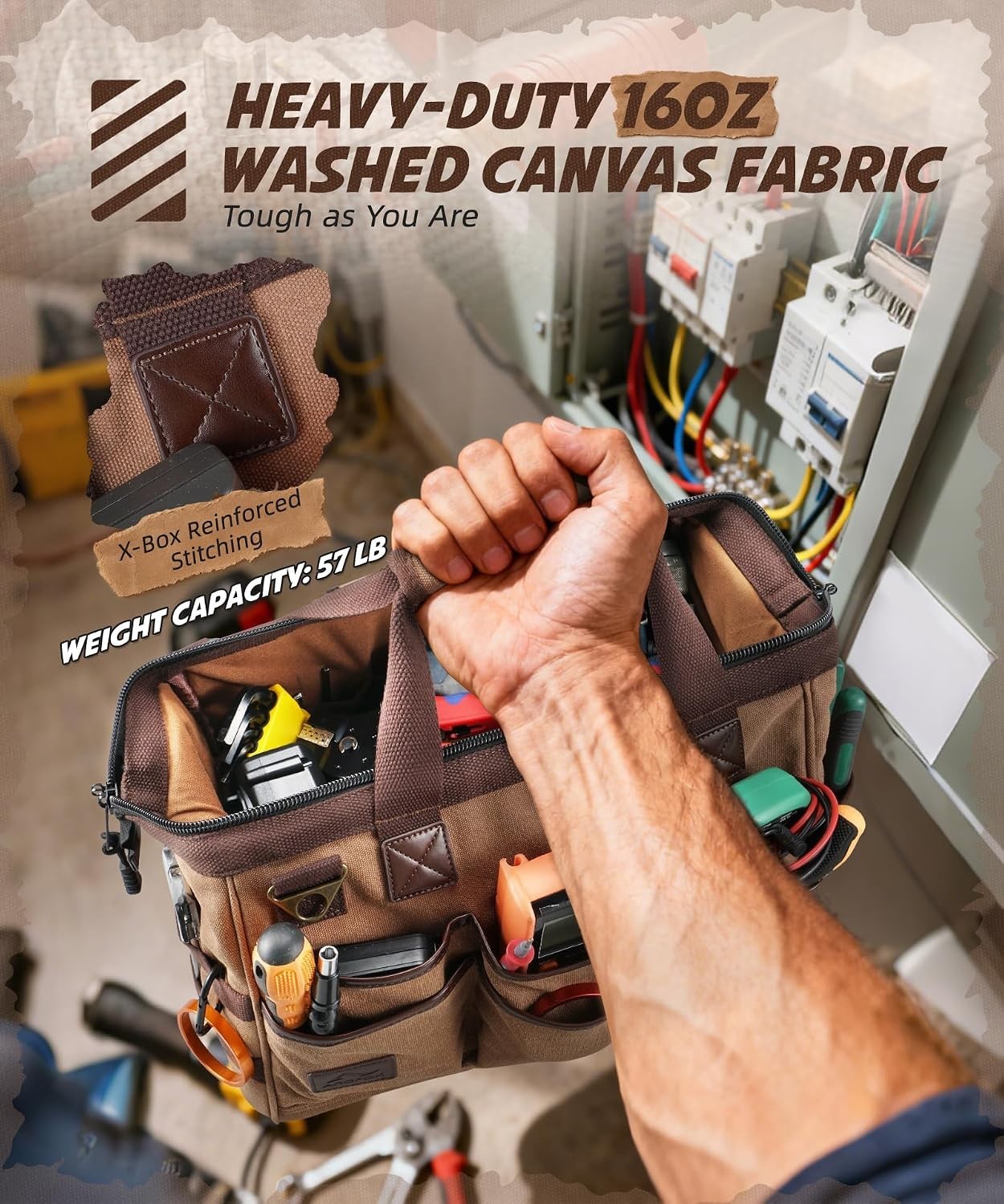 Versatile 14 Inch Tool Organizer – 21 Pocket Canvas Bag with Adjustable Strap