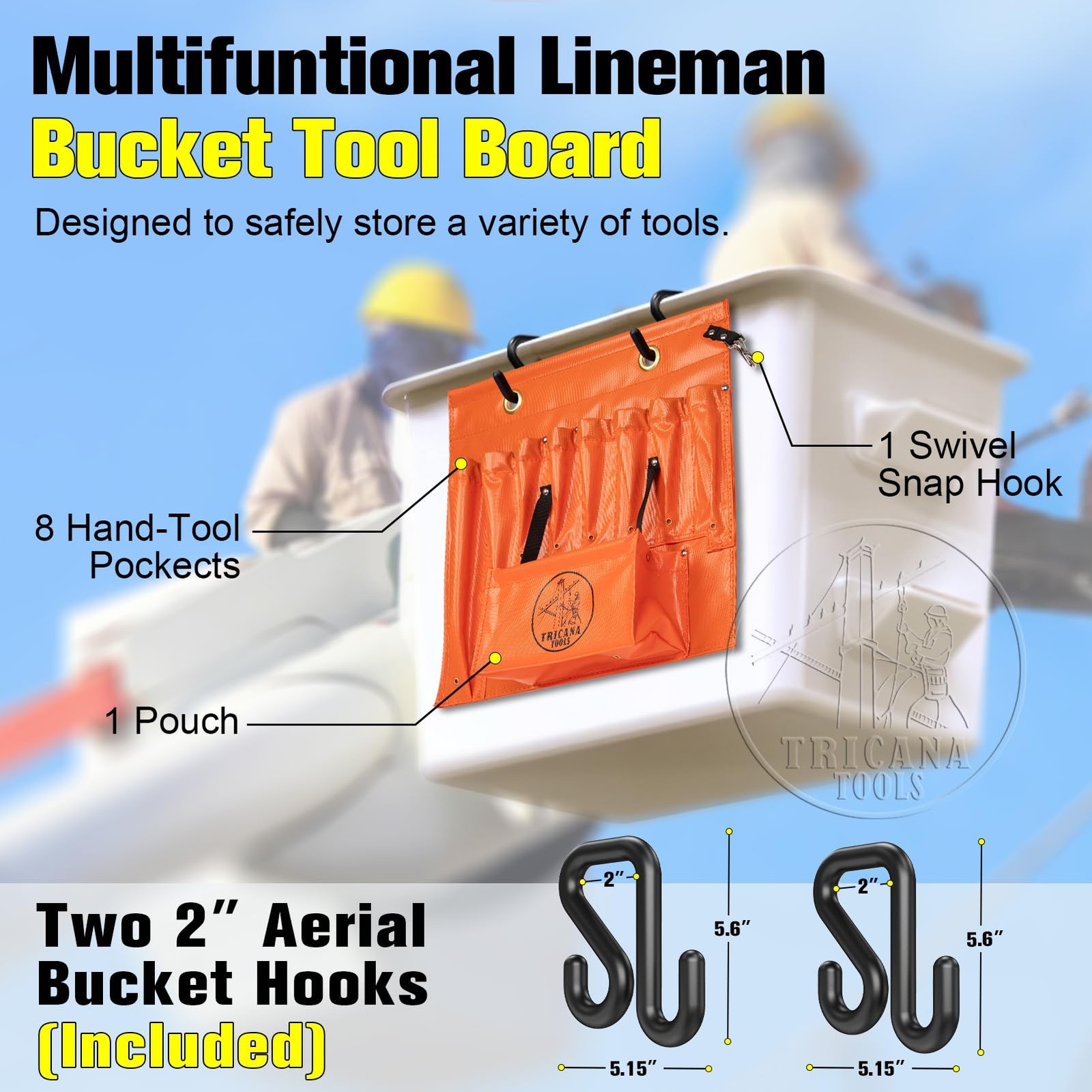 Lineman Tool Board, Aerial Apron, Bucket Truck Tools Organizer with Over 16 Pock