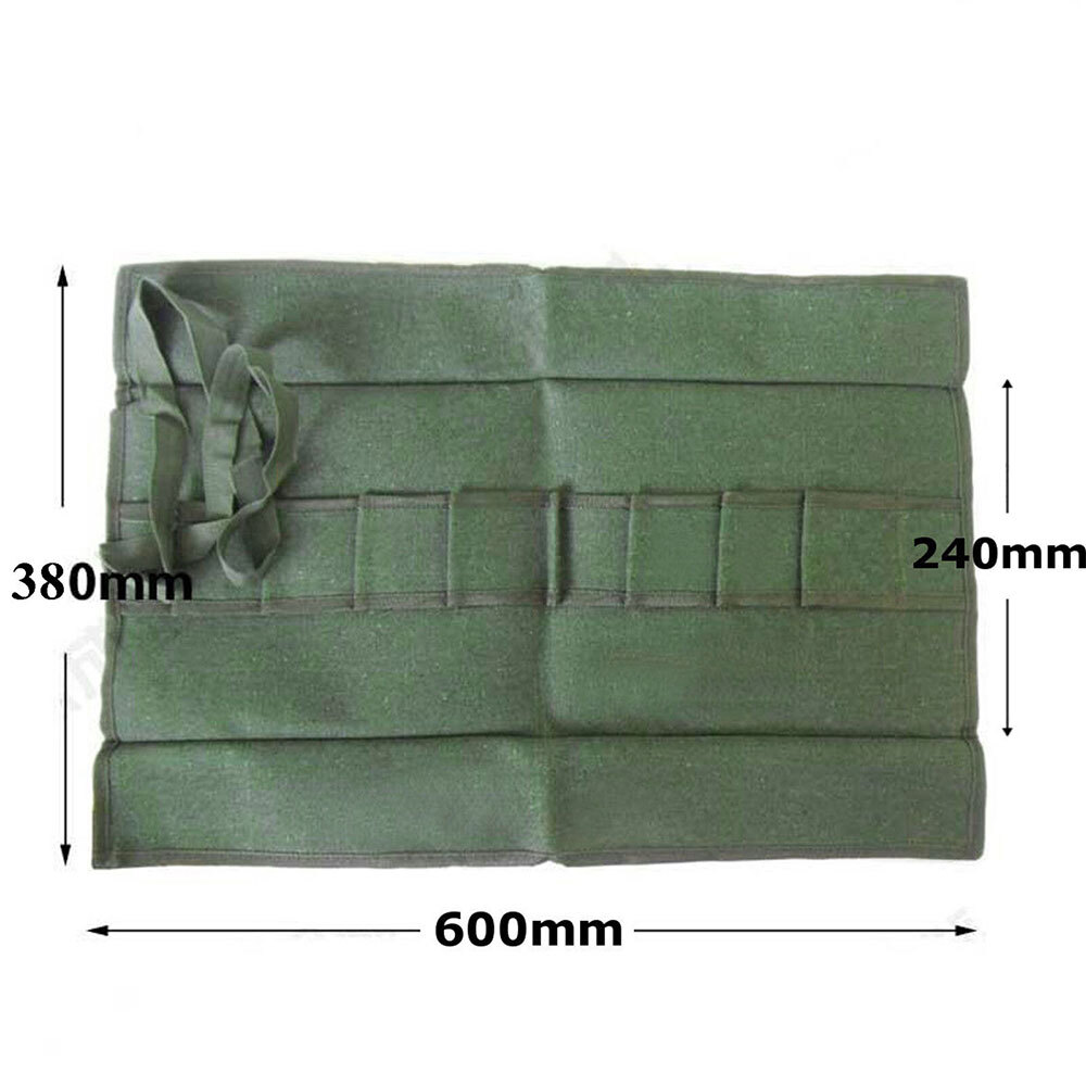 10Pockets Canvas Spanner Wrench Tool Roll Up storage bag Organizer Pouches Case*