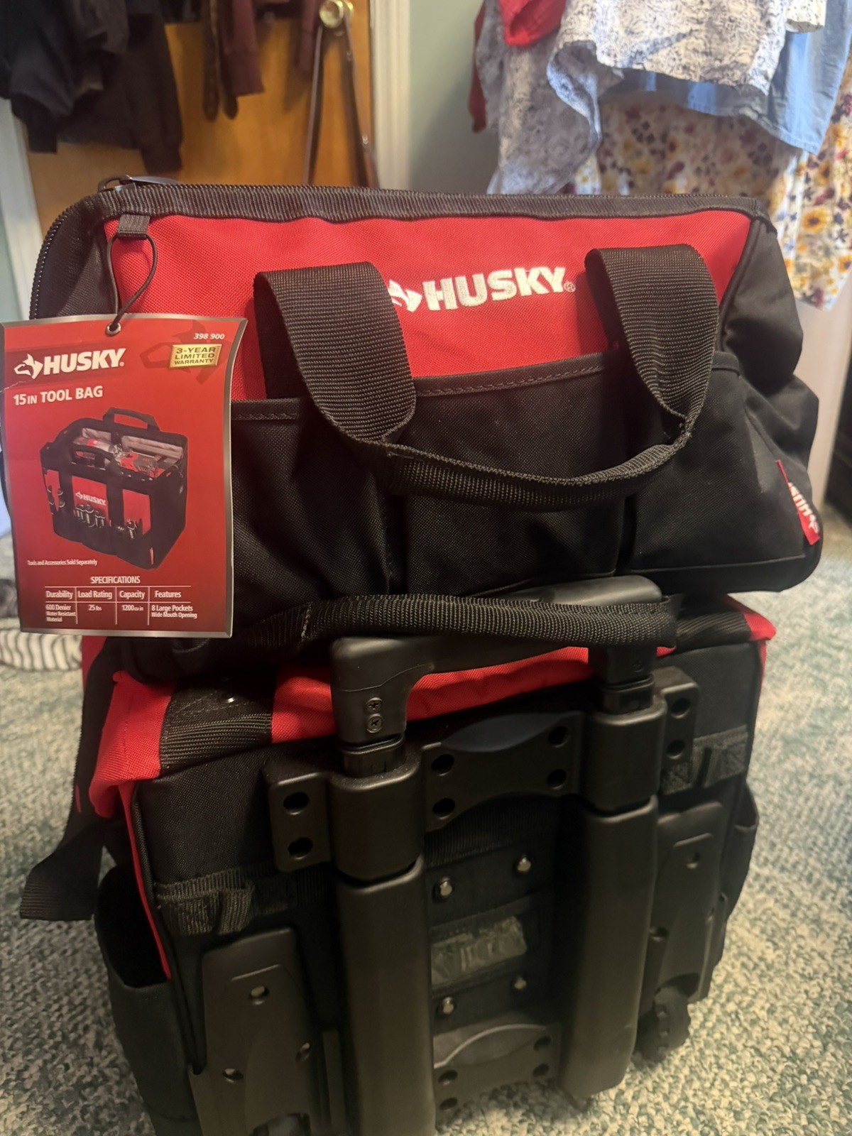 Husky 14 In. 13 Pocket Rolling Tool Bag with 18” bag