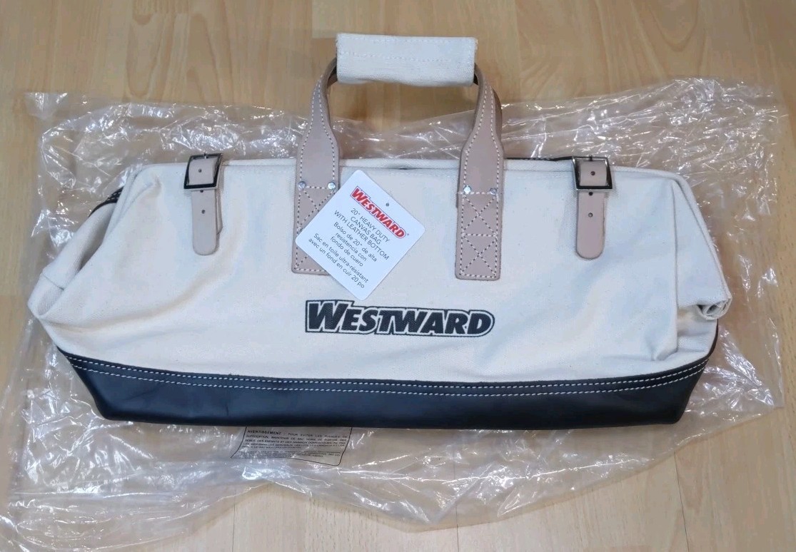 Westward 20 In. Heavy Duty Canvas Tool Bag w/ Leather Bottom New NWT Grainger