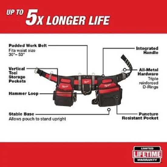 Electricians Portable Adjustable Work Waist Tool Storage Belt and Xl Padded Rig