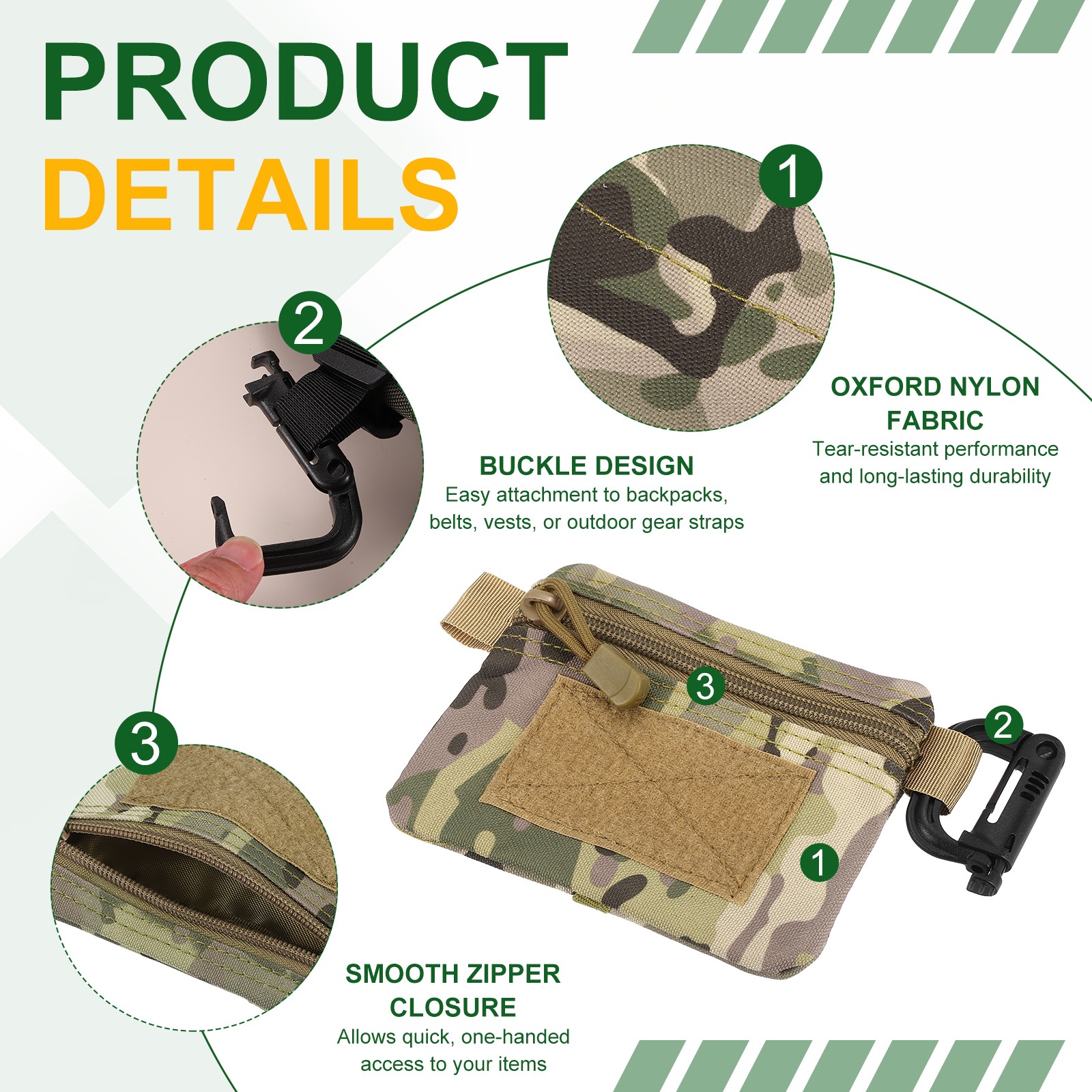 Small Admin Pouch, Nylon Zipper Pouch 5.3″x4.1″ & Camouflage Color & 2Pcs