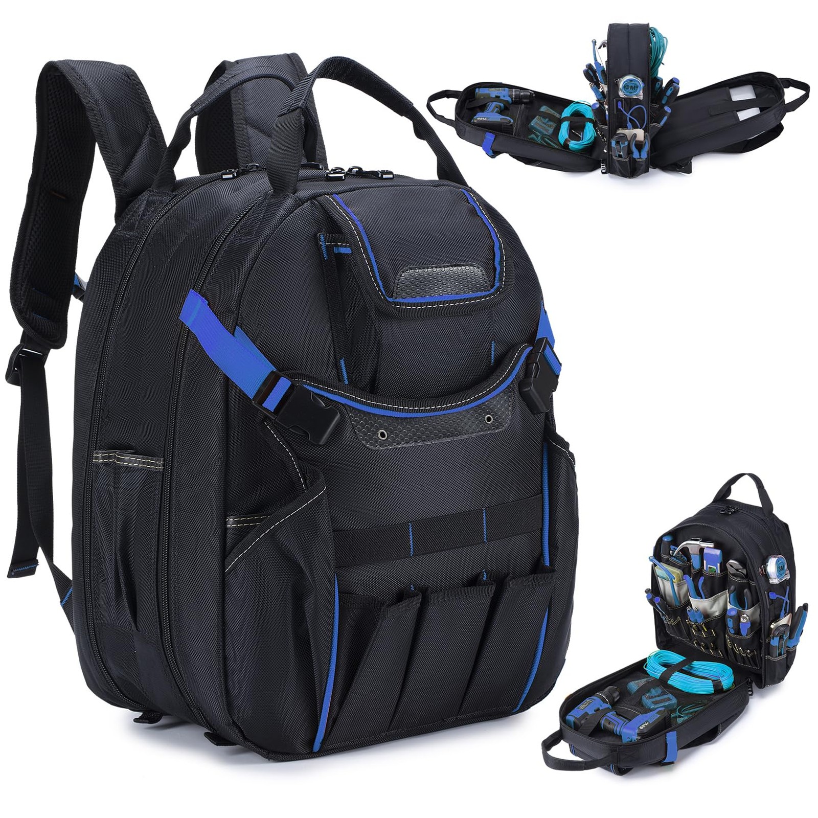 Tool Backpack Heavy Duty for Men, 45-Pockets Organizer Bags with Laptop Compa…