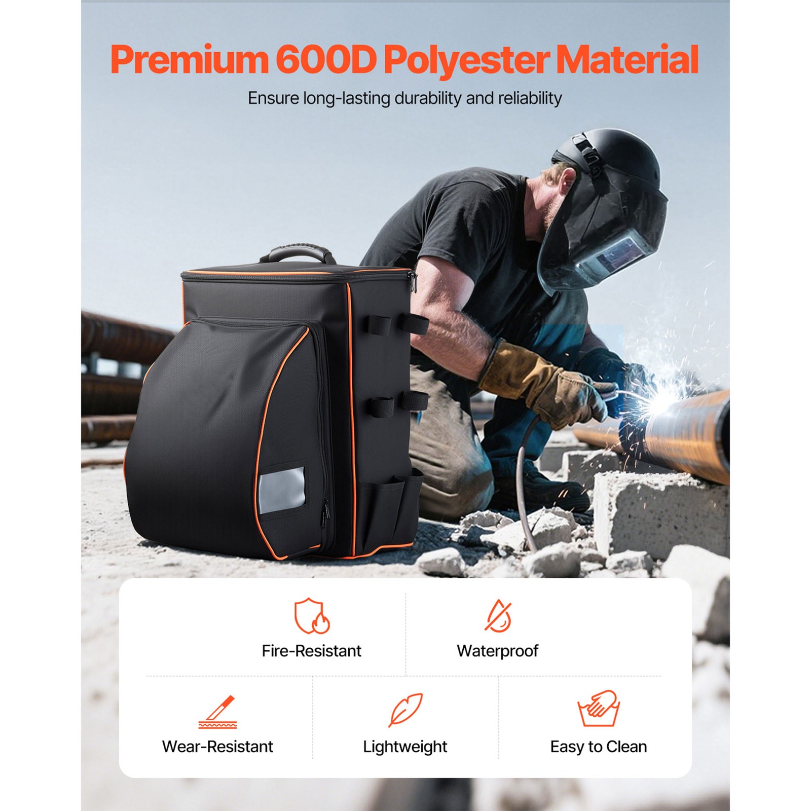 Uimoso 35.6L Welding Backpack 600D Polyester Tool and Helmet Storage