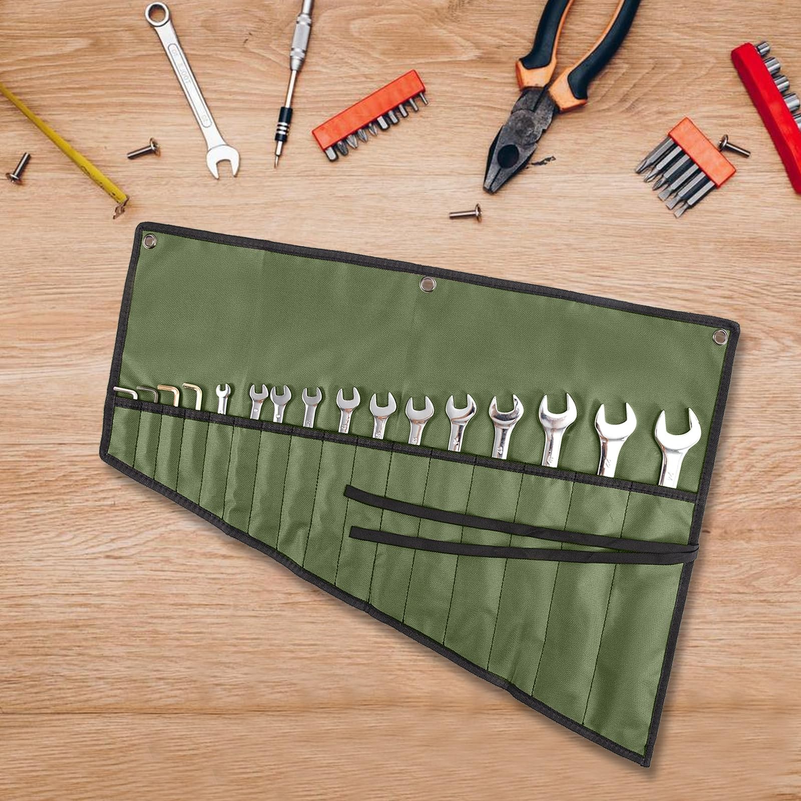 Wrench Organizer,Tool Roll Pouch – 16-Pocket Waterproof Oxford Cloth Wrench R…